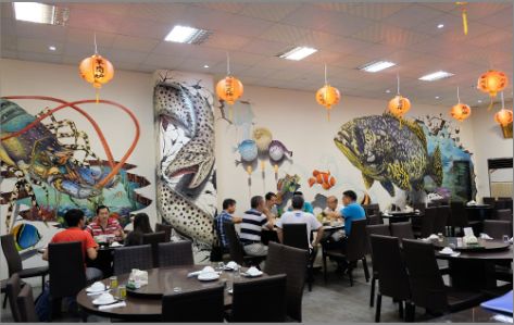嘉兴海鲜餐厅墙体彩绘